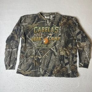 Paramount Outdoors Cabelas Deer Camp Camo Long Sleeve T Shirt 2XL Cotton